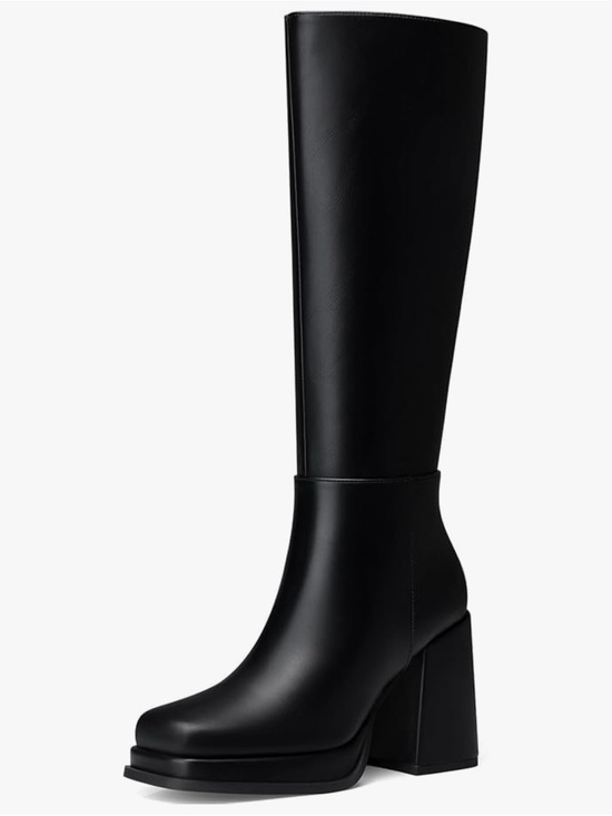 Cellenz Shoes - Women's Black Knee-High Block Heel Boots